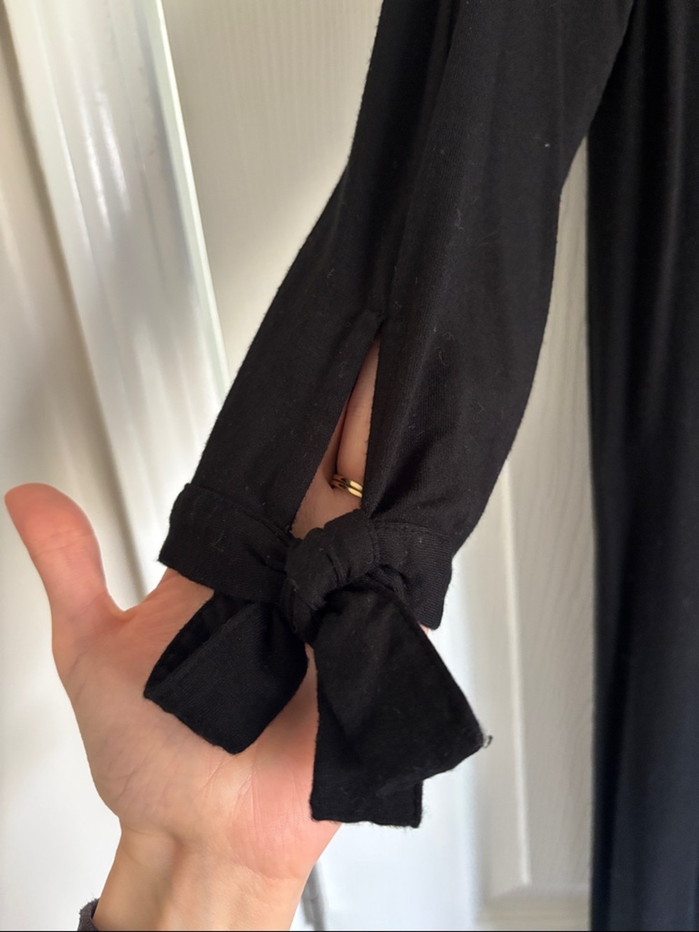 Paraphrase Black Long Sleeve Tie Cuff Shirt Dress size small - Picture 4 of 4